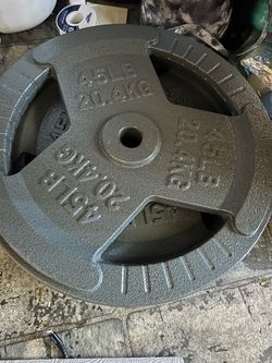 Unused 45lb 1” hole weight plates (pair of 2)