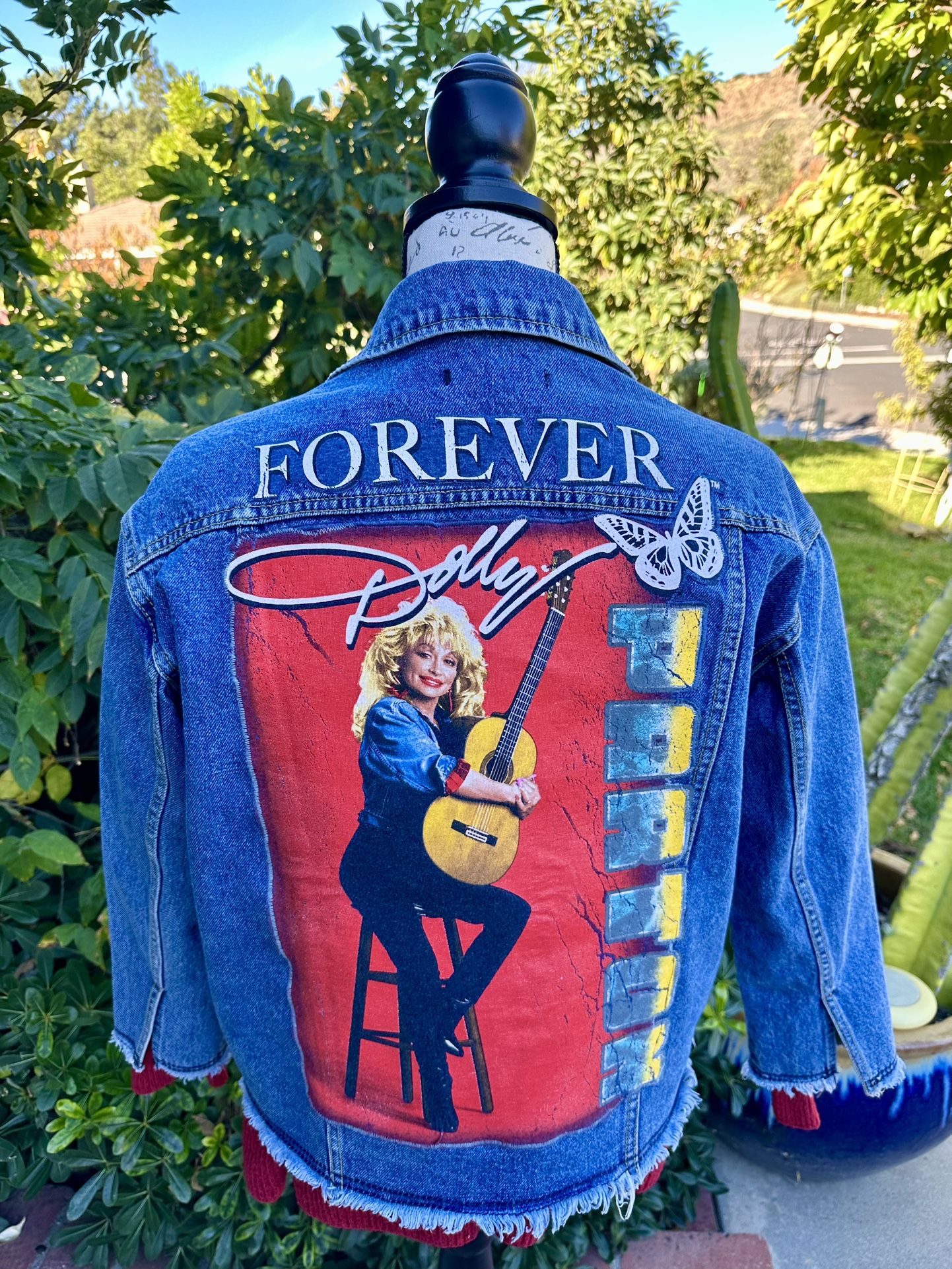 Rare Forever Dolly Parton Fringe Jean Jacket Women's Small