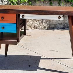 unique Mid Century Modern 1960's colorful 3 drawer DESK with long legs and laminate top  And Others
