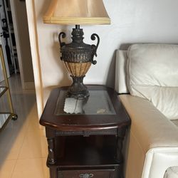 end table and lamp