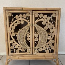 Two-Door Rattan Storage / Media Cabinet