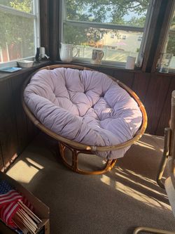 Papasan Chair with Cushion - Rattan Frame - Boho Reading Chair