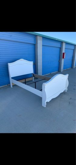 Full size white wood bed frame