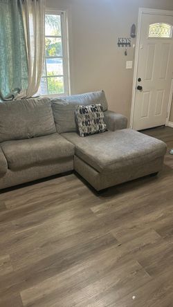 Gray Fabric L-Shaped Sectional Sofa