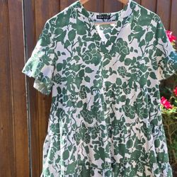 Shein Babydoll Ruffle Sleeve Tiered Dress Mock Neck Midi Dress. SIZE 6