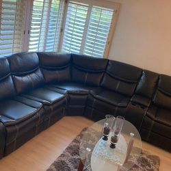 Brand New Gatria Reclining Leather Sectional Sofa Couch 