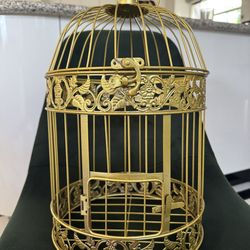 Decorative gold metal birdcage