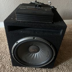 The brand of the amplifier and speaker in the photo can be identified