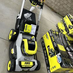 RYOBI 40V HP Brushless Whisper Series 21" Walk Behind Self-Propelled All Wheel Drive Lawn Mower-(2) 6.0 Ah Batteries & Charger