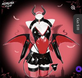 size small red and black demon devil lingerie cosplay rave costume outfit