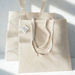 Brand New NWT Blank/Plain Three Pocket Canvas Tote Bag (Set of 2)