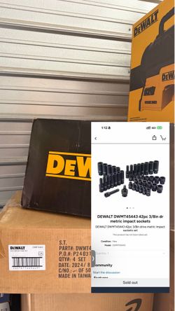 DEWALT 42-Piece 3/8” Drive Metric Impact Socket Set – Brand New