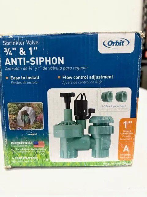 Orbit 57604 1" FPT 100 Series Anti-Siphon Automatic Sprinkler Valve with Flow