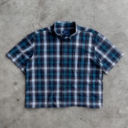 Vintage Cropped Plaid Button Down Shirt - S