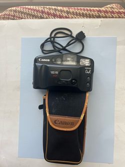 Canon Sure Shot Owl Date 35mm point and shoot film camera, Black, with a Case