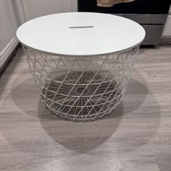 IKEA KVISTBRO Wire Storage Coffee Table – White, 24” Round