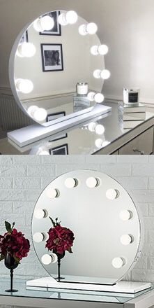 New $210 Round 28” Vanity Mirror w/ 10 Dimmable LED Light Bulbs, Hollywood Beauty Makeup USB Outlet