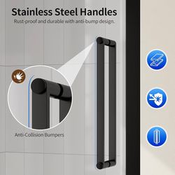 DeerValley 32.5-34" W X 72" H Pivot Shower Door, Semi-Frameless Swing Shower Glass Panel with Rising Pivot System, 1/4" (6mm) Clear SGCC Tempered Glas