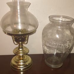 Gold and Glass Candle Holder and Glass Vase