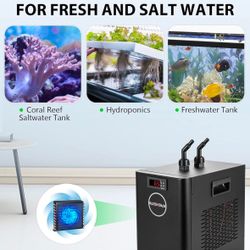 BAOSHISHAN Aquarium Chiller 42gal 1/10 HP Water Cooler Fish Tank Chiller Special Quiet Design Refrigeration Compressor for hydroponics Water weeds Jel
