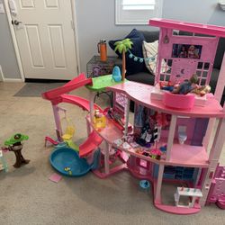 2023 Barbie Dreamhouse With Three Story Slide, Plus Bonus Tree House And Barbie Dolls!