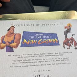 Emperors New Groove Numbered Collectible Tin W/ Movie 