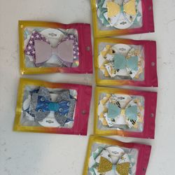 Large Faux Leather Glitter Hair Bow Clips