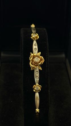 18K 3T CZ flower bracelet