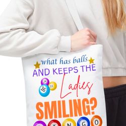 Funny Bingo Tote Bag, Balls Joke Gift, Reusable Shopping Bag, Women's Accessories, Mompreneur Mom Gift, Novelty Shoulder Bag