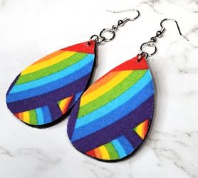 Handmade Wooden Fabric Earrings 