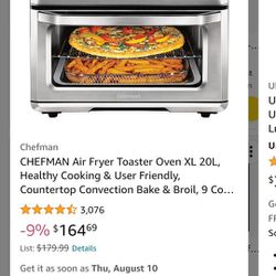 CHEFMAN Air Fryer Toaster Oven XL 20L, Healthy Cooking & User Friendly, Countertop  Convection Bake & Broil, 9 Cooking Functions, Auto Shut-Off 60 Min for Sale  in Bothell, WA - OfferUp
