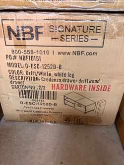 NBF Signature Series Credenza Drawer Driftwood White Leg