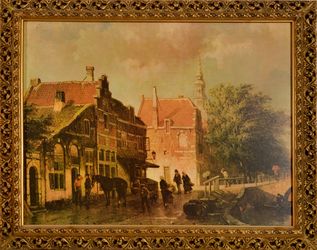 Dutch Canal Scene - Litho Print on Board