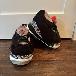 Black And Grey Jordan 3 Slippers 