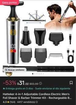 💈🔥 ¡4 en 1! La máquina de afeitar y recortar que todo hombre necesita ✂️�