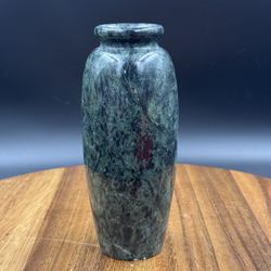 Serpentine Vintage mid 20 th century green marble Baluster Bud Flower Vase