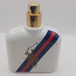 Polo Blue Sport EDT 2.5 fl.oz. color coming off of bottle, no cap