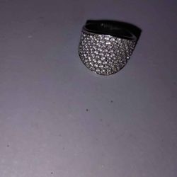 Moissanite Sterling Silver Pavé Ring Stamped HAN THAI
