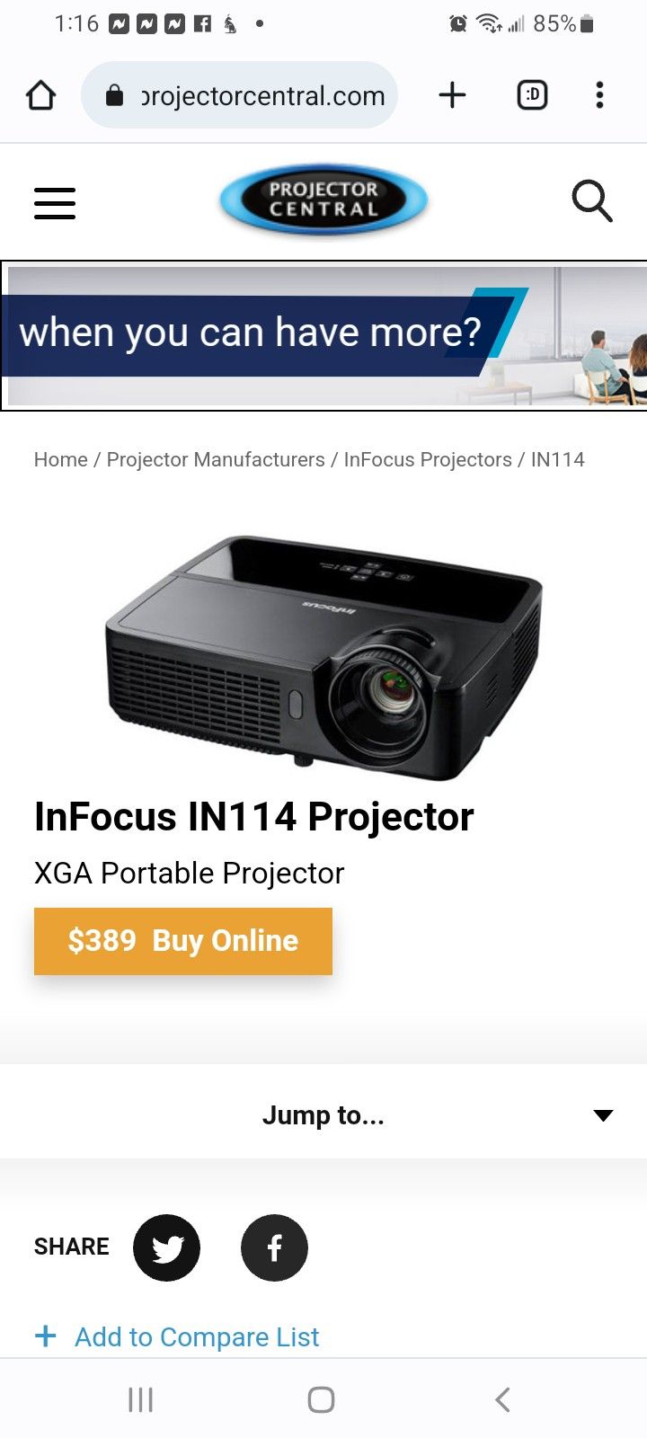 INFOCUS IN114 PROJECTOR for Sale in Delavan, WI OfferUp