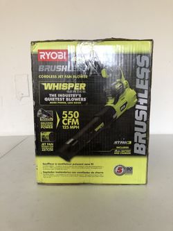 RYOBI 125 MPH 550 CFM 40-Volt Lithium-Ion Brushless Cordless Jet Fan Leaf Blower - 4.0 Ah Battery and Charger Included