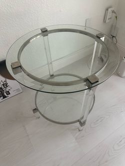 Round Two-Tier Glass and Acrylic Side Table