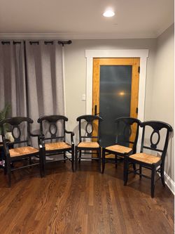 Contemporary Pottery Barn Napolean Black Lacquer - 5 chairs