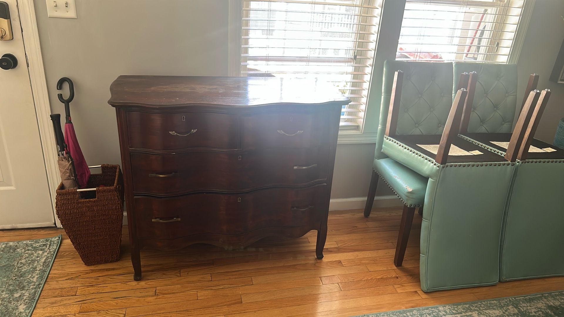 Antique Chest  And 4 Chairs
