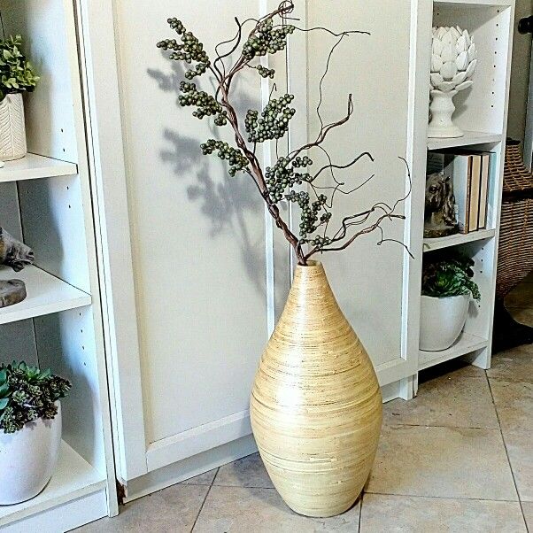 Bamboo Wood Floor Vase with Artificial Plant 36" x 12" - CASH ONLY,  PICKUP ONLY in SW Mesa, Dobson & Guadalupe - fake plants faux plants flowers 