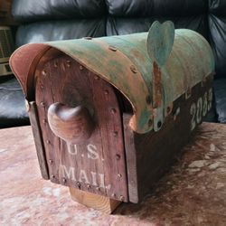 Rustic Mailbox With Custom Flag