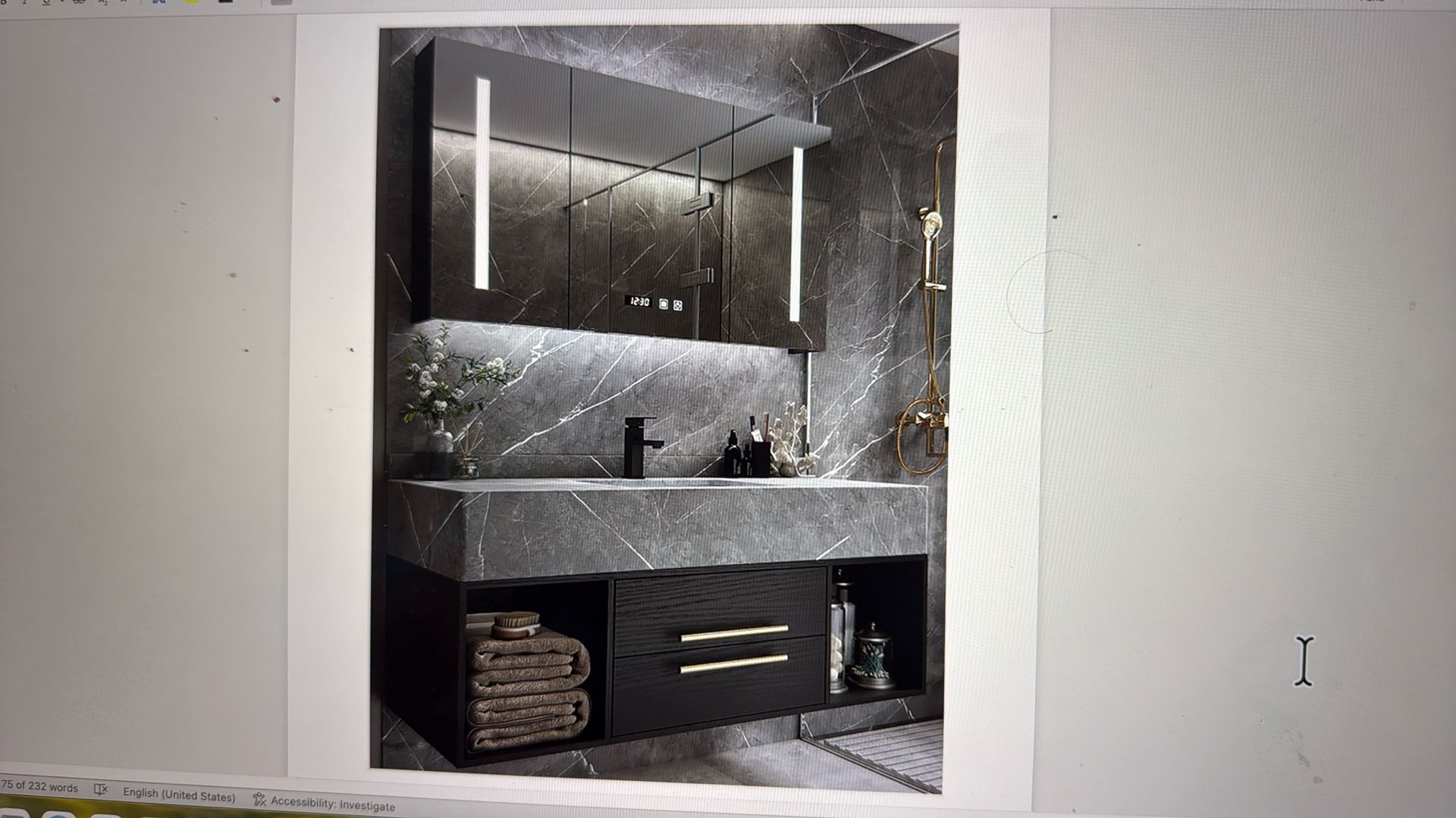 For Sale: Brand New Guiles Modern 39" Floating Bathroom Vanity Base (Grey & Black)/ $800