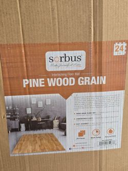 Sorbus Pine Wood Grain Interlocking Floor Mats – 24 Pieces