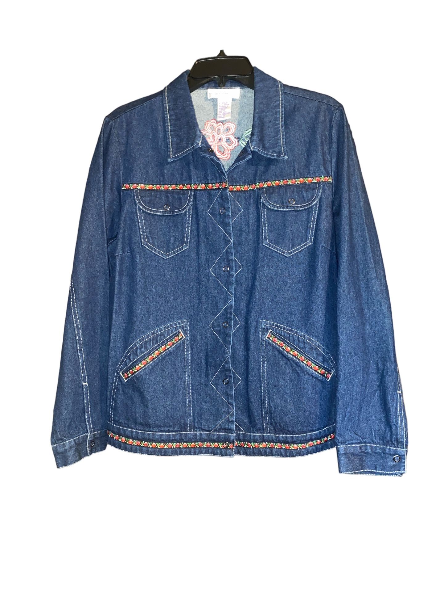 Y2k Beaded Embroidered Floral Denim Jacket