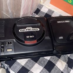 Sega Genesis Model 1 With The Sega Cd Model 2