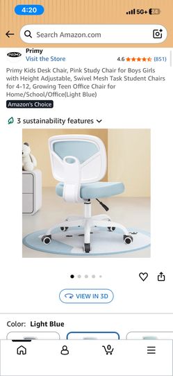 Primy Kids Desk Chair In Light Blue 
